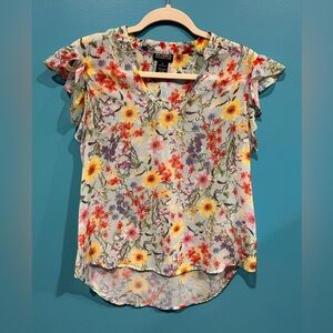 Festival Boho Sheer Soho Apparel Floral Blouse - Red, Yellow, Purple